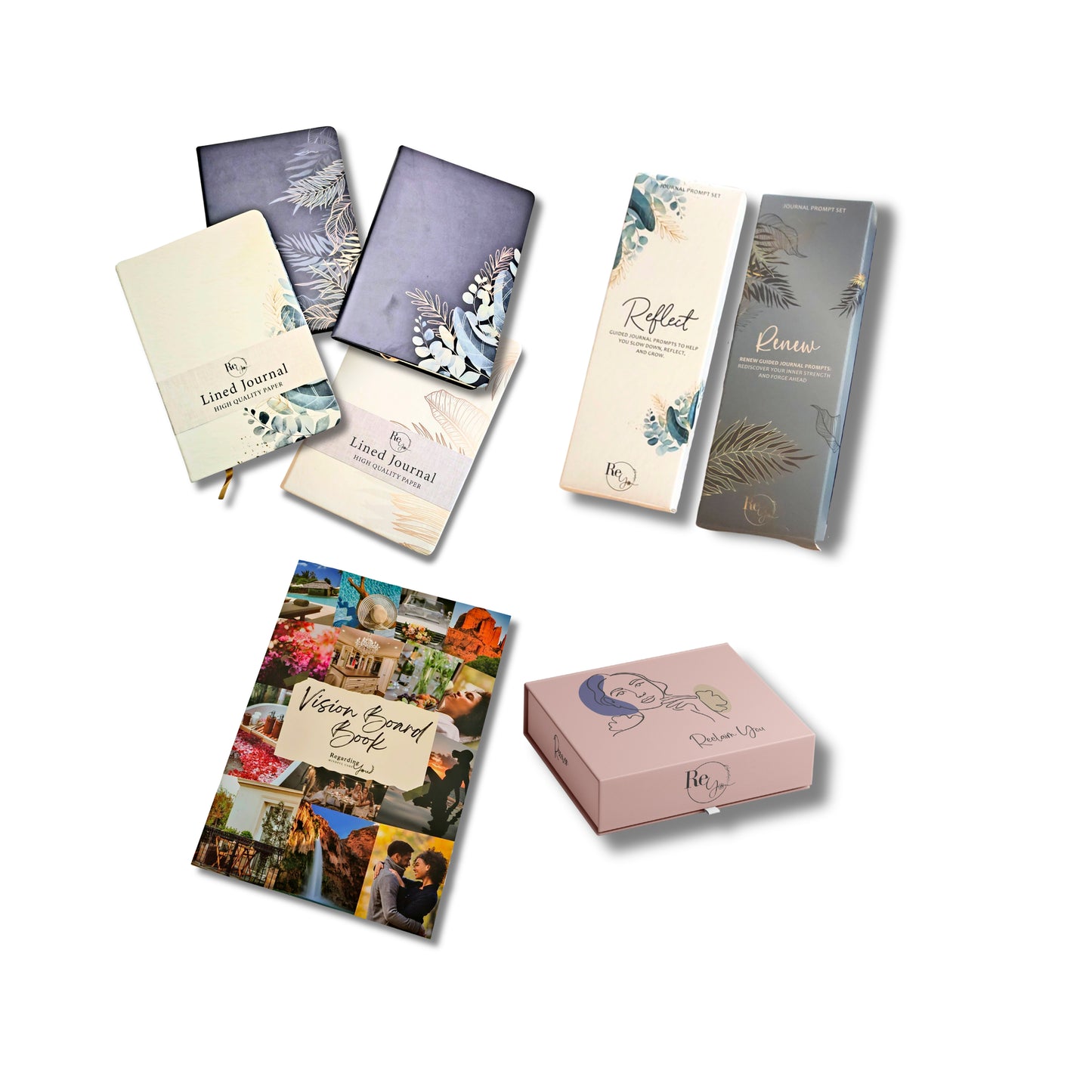 Ultimate Self-Discovery Bundle Set Journal, Journal Prompts, Vision Board Book, and Reclaim You