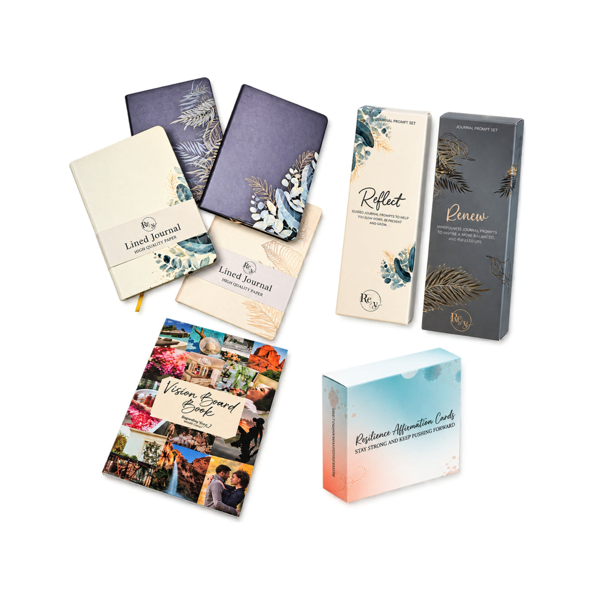 Ultimate Entrepreneurial Bundle - Journal, Journal Prompts, Vision Board Book, and Resilience Affirmation Cards